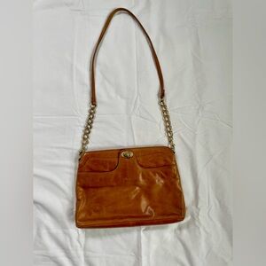 HOBO Brown Leather Crossbody Handbag with Gold Chain